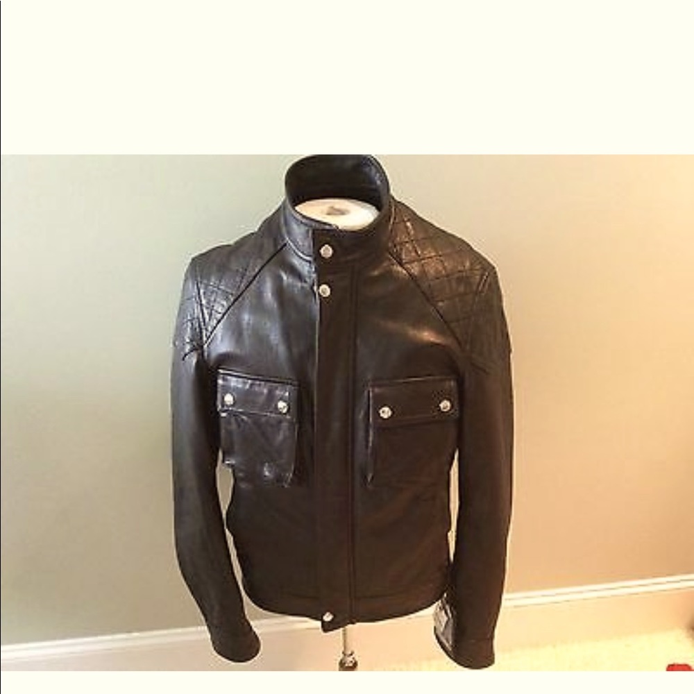 Barbed Brown Leather Bomber Jacket - like new XL